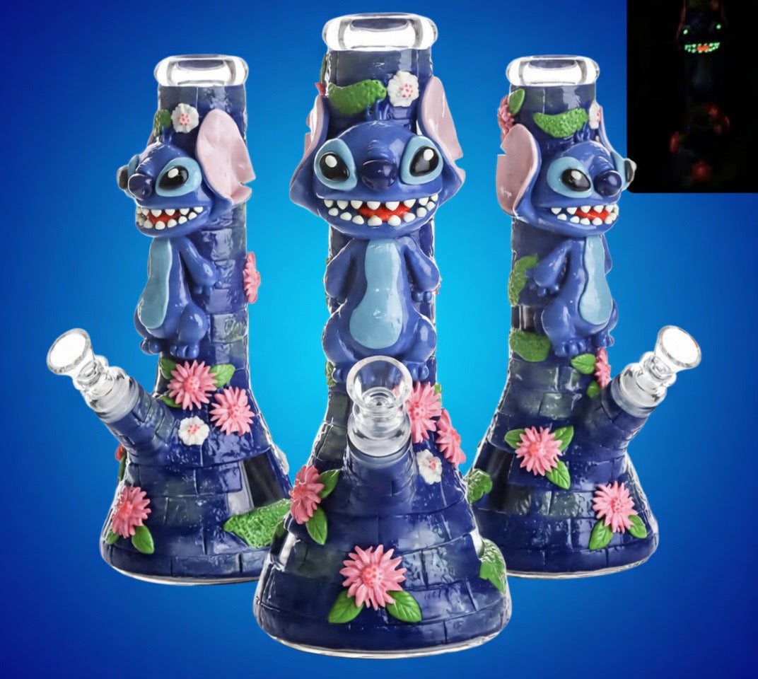 Sculpted Hand-Painted 10” Beaker Water Pipe