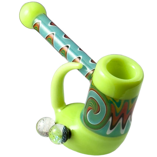 Fang Bub Pipe w/Dual Galaxy Marbles (Various Colors)